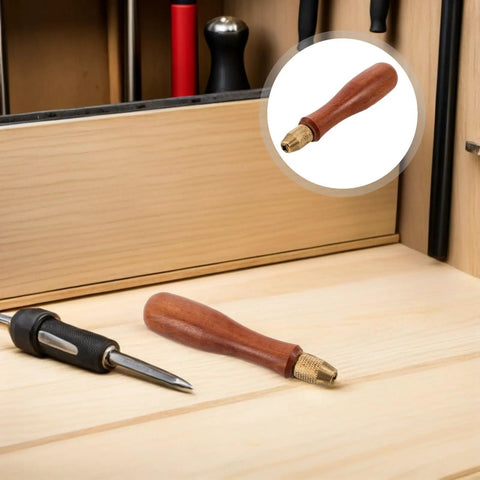Ditch That Wobbly Grip With This Premium Wood File Handle And Brass Collet Set designed for quick 1/8 to 9/64 needle file swaps on a wood surface.