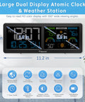 Wireless Indoor Outdoor Weather Station With Atomic Clock, Large 5.9 Inch HD Color Display, Digital Temperature Humidity Monitor