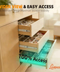 Drawers with Pair Of 12 Inch Full Extension Drawer Slides For Kitchen Cabinets Built Tough Heavy Duty Side Mount Runners, open showcasing storage.