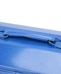 Close-up of the handle on the Badass Heavy Duty Iron Toolbox With Secure Lock And Reinforced Cross Punched Base 24 Inch Multifunctional Tool Chest.
