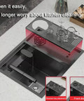 Stainless Steel Kitchen Sink Faucet with Pull Down Sprayer 18 Gauge, modern design with a clean kitchen layout.
