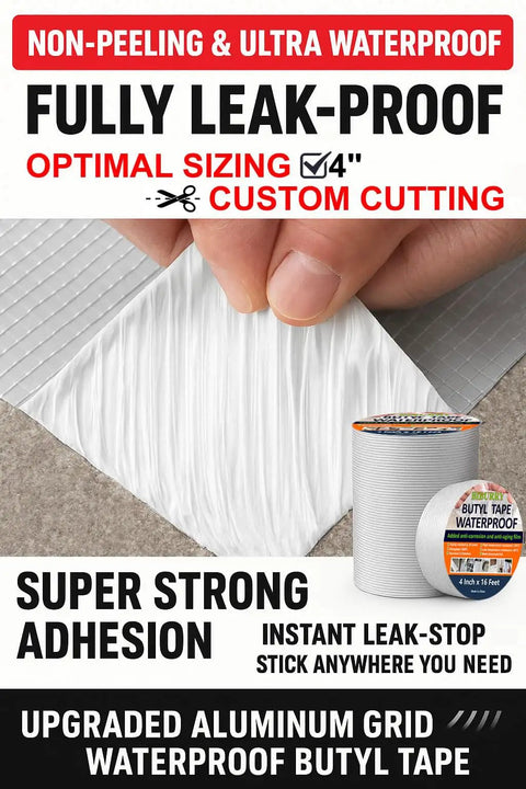 Pro Grade Butyl Waterproof Tape 4 Inch By 16 Foot Aluminum Foil Sealant Tape For Leak Proof Patching detail and roll
