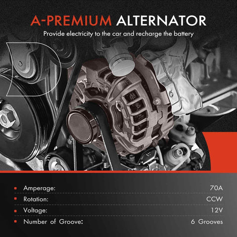 Alternator Replacement For Honda Civic And Acura EL 2001 2005 1.7L 70A 12V Direct Fit With 6 Groove Pulley CCW Rotation