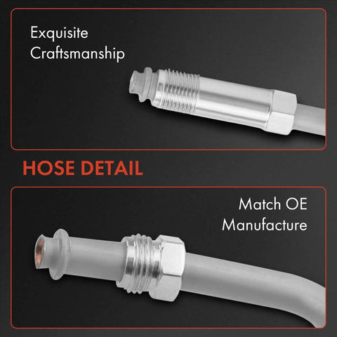 Close-up of metal fittings on Power Steering Pressure Hose Line Assembly For Cadillac DeVille DTS Seville V8 4.6L With Hydraulic Brake Booster
