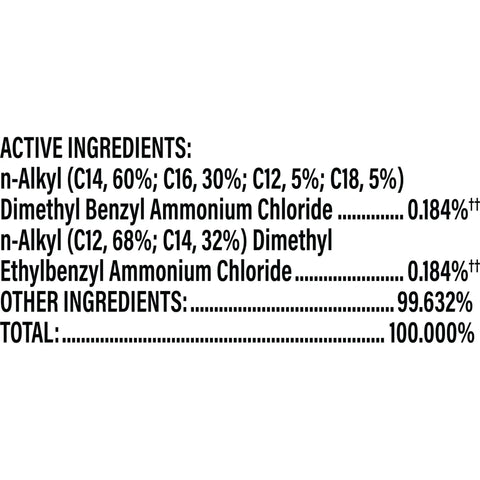 Ingredient list for Disinfecting Cleaning Wipes With Sparkling Lemon Scent antibacterial and bleach free.