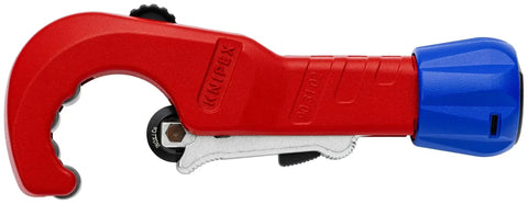 TubiX Pipe Cutter With Quick Adjustment One Hand No Fuss Quick Lock For Copper Brass And Steel Cuts From One Quarter Inch To One And Three Eighths Inch With Smooth Needle Bearing Wheel And Guide Rollers, side view.