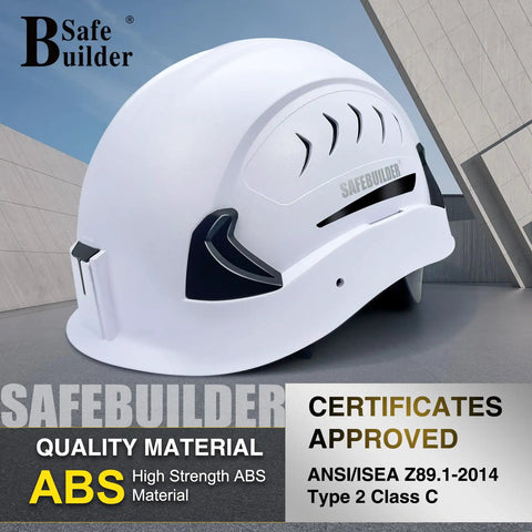 Side view of G2C ANSI Type 2 Class C Safety Helmet Ventilated PC ABS Shell with EPS Foam Liner Lightweight All Day Comfort Hard Hat