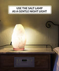 Crystal Salt Lamp Night Light 2 Pack With Hand Curved Bases And Neem Wood Stand 5 To 7 Pounds Each ETL Certified on nightstand