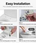 Easy installation guide for Electric Bidet Toilet Seat Elongated With Warm Water And Heated Seat 360 Degree Self Cleaning Nozzle Warm Air Dryer Three Temperature Levels Adjustable Nozzle Length Easy Installation Comfort Upgrade.