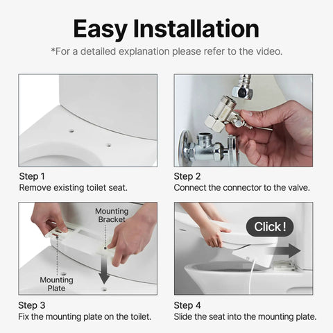 Easy installation guide for Electric Bidet Toilet Seat Elongated With Warm Water And Heated Seat 360 Degree Self Cleaning Nozzle Warm Air Dryer Three Temperature Levels Adjustable Nozzle Length Easy Installation Comfort Upgrade.