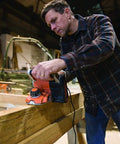 Man using Beast 750W 2 in 1 Electric Wood Planer And Sander with 17 Position Depth Control in workshop.