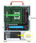 Carryable Micro ATX PC Case With Handle For Small Form Factor Builds ITX MATX Mini Tower With Ventilation Panels Dope For DIY PCs HTPC Setups Home Office And Study Supports M ATX And ITX Motherboards White showing motherboard compatibility and interior layout