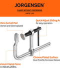 Jorgensen 6-Inch bar clamps, heavy-duty drop-forged steel, chrome-plated, 2-pack