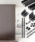 Slick Hidden Track Sliding Door Hardware With Invisible Floor Rail For Bedrooms And Bathrooms Featuring Soft Close Mechanism and heavy duty aluminum frame.