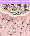 300 pieces rhinestone spacer beads set in 10 colors, 10mm crystal bead spacers for bracelets, necklaces, earrings, and DIY jewelry
