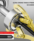 Close-up of Heavy Duty Bearing Puller Gear Extraction Tool With Switchable Two Three Jaw Setup, showcasing reinforced threads and gold clamps.