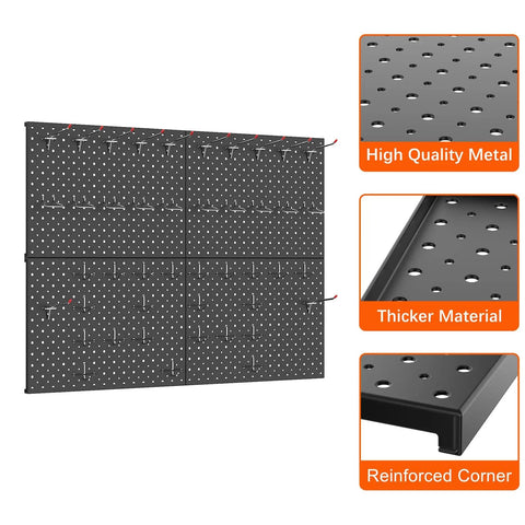 Four Piece Twelve By Sixteen Inch Metal Pegboard Panels Built Tough For Your Garage, Workbench And Shop, Modular Wall