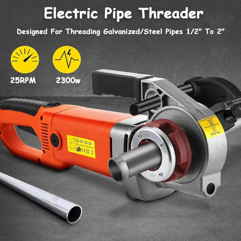 Powerful 2300W Electric Pipe Threader Kit For Plumbing Pros, features for threading steel/galvanized pipes 1/2" to 2".