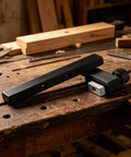 Beefy T Slot Stop Block 80 By 10 Mm With 25 Mm Slider Hand Tightening Fence Stops on a woodworking bench