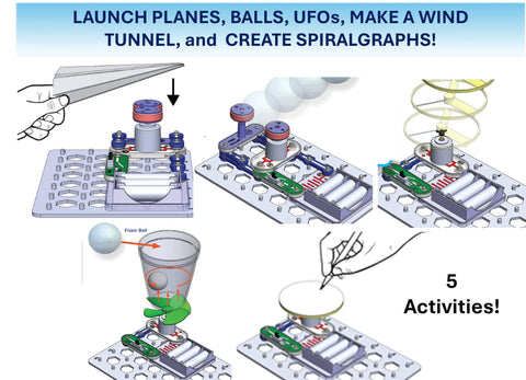 Flight Deck STEM Toy Kit For Ages 8 Plus Build Simple Circuits That Launch Paper Airplanes Flying Saucers And Balls With Five Dope Projects visual guide.
