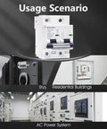 Two Pole 80 Amp AC Circuit Breaker For 120V Or 240V With DIN Rail Mount in various installation scenarios.