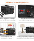 Instructional diagram for Beefy 5000 Watt Voltage Converter Transformer For Heavy Duty Step Up And Step Down From 110-120V To 220-240V