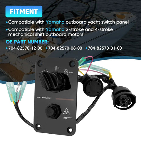 Main Switch Panel For Marine Outboard 12V Single Engine Key Assembly Control Box On Off Switch Replacement 704-82570-12-00 displayed