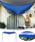 36.8 By 17.7 Inch PVC Rainwater Harvesting Setup With Hose, Reusable Roof Diverter Tarp, Water Storage Bag in use on a balcony.