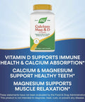 Calcium Magnesium Vitamin D Supplement For Bone Health And Muscle Function Gluten Free Soy Free No Salt Yeast Derived Ingredients Dairy Free No Artificial Colors Or Flavors bottle with label details.