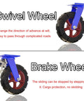 Heavy Duty Industrial Caster Wheels Pack Of 4 Solid Rubber Rollers Built Like A Tank For Smooth As Butter Swiveling with swivel and brake features.