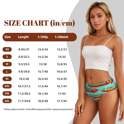 Model wearing seamless stretch womens briefs underwear breathable soft fabric no ride up comfort all day XX large dragon boat inspired style