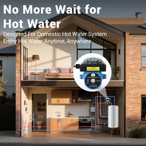 Instant Hot Water Recirculating Pump Kit Featuring Thermal Bypass Tech For Rapid Tank Heating No Return Line Required Hands On Installation To Knock Out Wait Times And Crush Utility Bills Daily visible in a modern home plumbing setup.