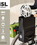 15L Capacity Waterproof Rear Bike Panniers Rack Bag Ride Ready for Cycling Commuting and Bikepacking Fits Laptop and Essentials Durable Weatherproof Zippered Storage Black