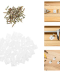 50 Piece Metal And Plastic 45 Degree Triangle Shelf Brackets for cabinets and desks with screws and installation tools