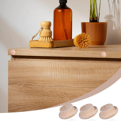 120 Pieces Wood Plugs For Screw Holes In Furniture Cabinets And Tables Four Sizes on a wooden cabinet surface