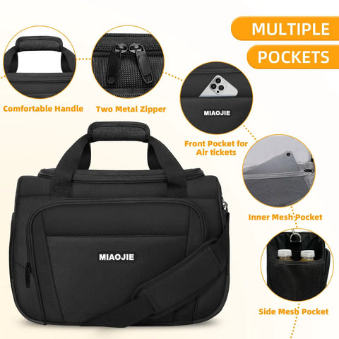 Lightweight Underseat Carry On Bag For Air Travel Tote Weekender Duffle Personal Item That Fits Under Seat For Spirit And Frontier Airlines Ideal For Women And Men Black 16 Inch with multiple pockets
