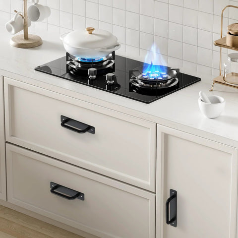 White kitchen cabinet with Black Barn Door Handle Set Two Pack Aluminum Alloy Punch Free Sliding Handles on drawers and cabinets