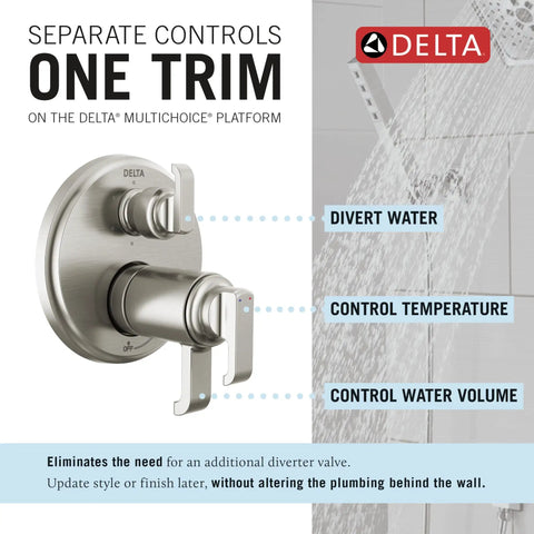 Top Drawer Brushed Nickel Shower Diverter Valve Trim Kit With Six Setting Integrated Controls Plus Pressure Balanced Cartridge with controls