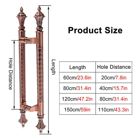 Antique Rustic Stainless Steel Sliding Door Handle And Pull Hardware For Wood Glass And Metal Doors Style 2 with size chart