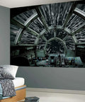 Star Wars Millennium Falcon Peel And Stick Wallpaper Mural For A Dope Room Makeover No Mess Easy To Install And Remove 10.5 Feet By 6 Feet Big Wall Decor depicting cockpit view