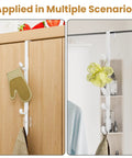 Metal Over The Door Hooks For Hanging And Organizing Purses Coats Hats Towels And Clothes Ideal For Bathroom Closet And Shower Back Of Door Use With Adhesive Mounts And EVA Pads For Door Protection White Two Pack