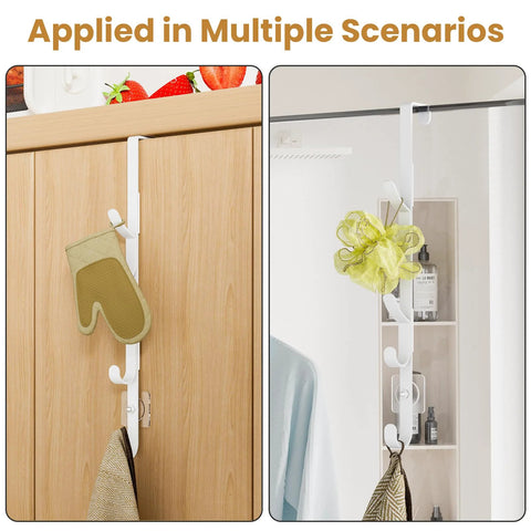 Metal Over The Door Hooks For Hanging And Organizing Purses Coats Hats Towels And Clothes Ideal For Bathroom Closet And Shower Back Of Door Use With Adhesive Mounts And EVA Pads For Door Protection White Two Pack