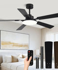 52 Inch Ceiling Fan With Lights And Remote For Bedroom Living Room Kitchen Office Indoor Outdoor Use 6 CCT Dimmable 5 Blades