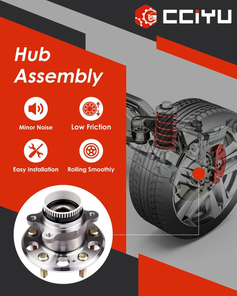 Rear Wheel Hub And Bearing Assembly Replacement For Hyundai Azera 2011 2017 And Kia Cadenza 2014 2016 With ABS 5 Lug, shown with car suspension