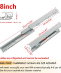 Legit Pair Of Undermount Drawer Slides Featuring Soft Close Full Extension Design And Silky Smooth Glide Pull Out Shelf Track Built For Heavy Duty Kitchen Cabinets That Run Like A Dream, 8 inch, galvanized steel, specifications.