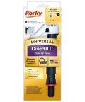 Universal Pro Grade Toilet Fill Valve With Twist Height Dial For No Sweat Swap Out And Whisper Quiet Flushing Operation That Handles Daily Use On Nearly Every Commode Tank package with installation info and features.