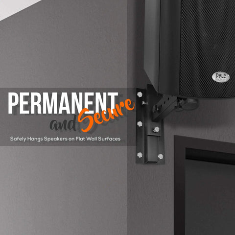 90 To 30 Degree Tilt And Rotation Adjustable Dual Universal Wall Mount Speaker Bracket With Solid Steel Safety Pin mounting a speaker