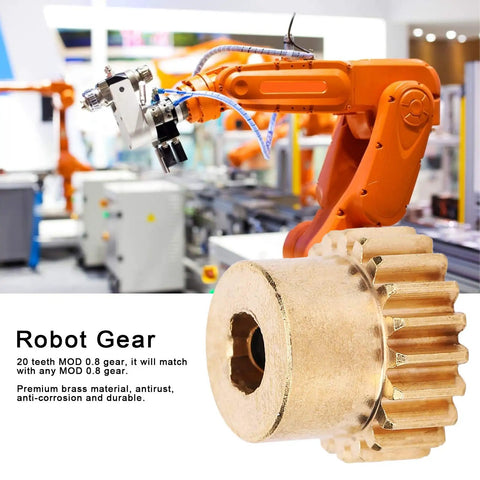 Beefy Brass Gear Replacement With 20 Teeth And 6mm Bore For 0.8 MOD Robotic Applications In Industrial Robots antirust shown