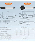 Heavy Duty Telescopic Linear Actuator 6-24V 10-200 Millimeter Stroke Built Tough Aluminum Housing IP54 IP65 Rated Industrial Grade With Front And Rear Mounting Brackets For Flexible Installation In Tight Spaces. IP60WR dimension chart