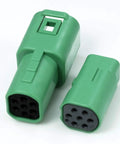 7-Pin Dope Multi-Lock Male And Female Connector With Terminals 0.070 Inch Mini Harley TBW Sealed Green Weatherproof Electrical Harness Plug Kit For Motorcycle And Automotive Wiring, green plastic